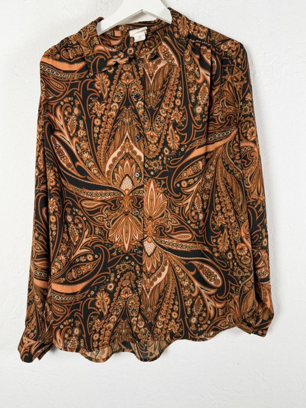 Richard Allan x H&M Womens Paisley Button Down Blouse Long Sleeve Top Size 12